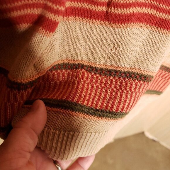Chaps Denim Womens Tan Striped Lagan Oversized Sweater Medium - Picture 5 of 7